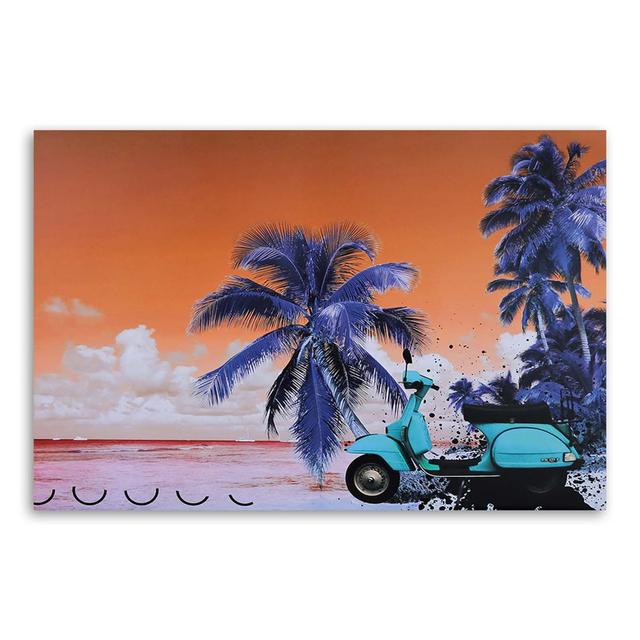 Canvas Print, Palm Trees and a Mint Scooter - Collage 15994 Highland Dunes Size: 80cm H x 120cm W x 2cm D on Productcaster.