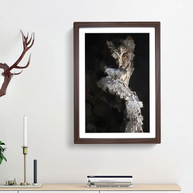 Owl in Abstract - Picture Frame Graphic Art Print East Urban Home Frame Option: Walnut Framed, Size: 36cm H x 27cm W x 2cm D on Productcaster.