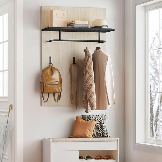 Beatrise 3 - Hook Wall Mounted Coat Rack With Storage Shelf & Hanging Coat Rail Brayden Studio Colour: Brown on Productcaster.