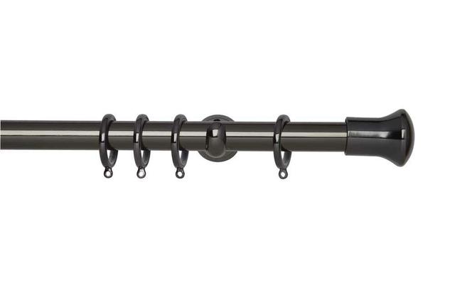 Curtain Single Pole and Hardware Set Symple Stuff Colour: Black Nickel, Size: 120cm W on Productcaster.