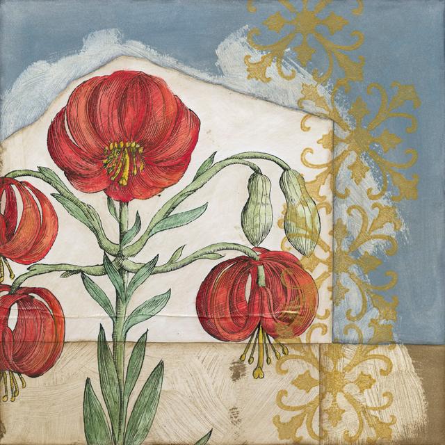 Vintage Lilies I by Megan Meagher - Wrapped Canvas Painting Marlow Home Co. Size: 30cm H x 30cm W on Productcaster.