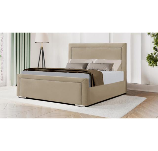 Mukkesh Upholstered Bed Frame Ebern Designs Size: Double (135 x 190 cm), Colour: Mink on Productcaster.