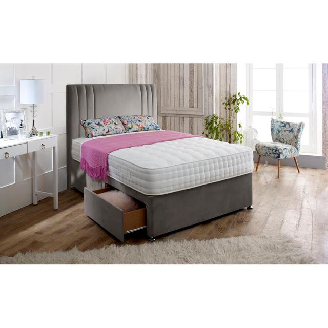 Jacklyn Divan Bed Set Fairmont Park Colour: Pebble, Size: Super King (6'), Storage Type: 2 Drawers (Foot End) on Productcaster.