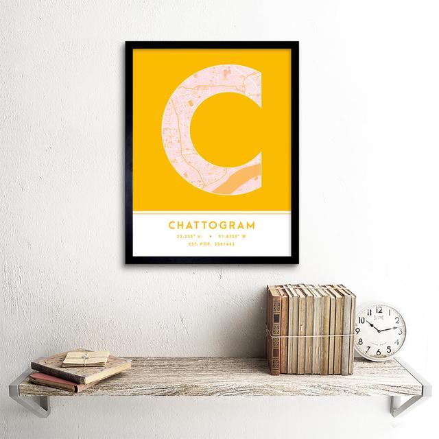 Chattogram City Map Chattogram Yellow by Wee Blue Coo - Single Picture Frame Typography Wee Blue Coo on Productcaster.