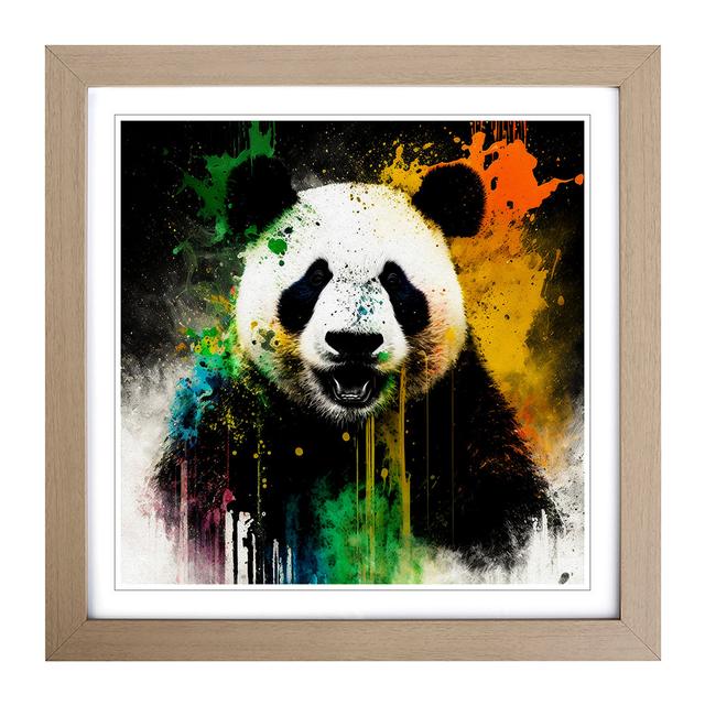 Panda Expressionism - Single Picture Frame Art Prints on Wood Latitude Vive Format: Oak on Productcaster.