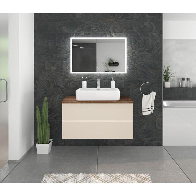 Allayah 996mm Bathroom Vanity with Basin Latitude Run Finish: Vintage Navy/Alpine White/Cream on Productcaster.