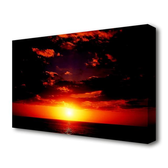 'Sunset Through The Black Ocean Clouds Seascape' - Wrapped Canvas Photographic Print East Urban Home Size: 81.3 cm H x 121.9 cm W on Productcaster.