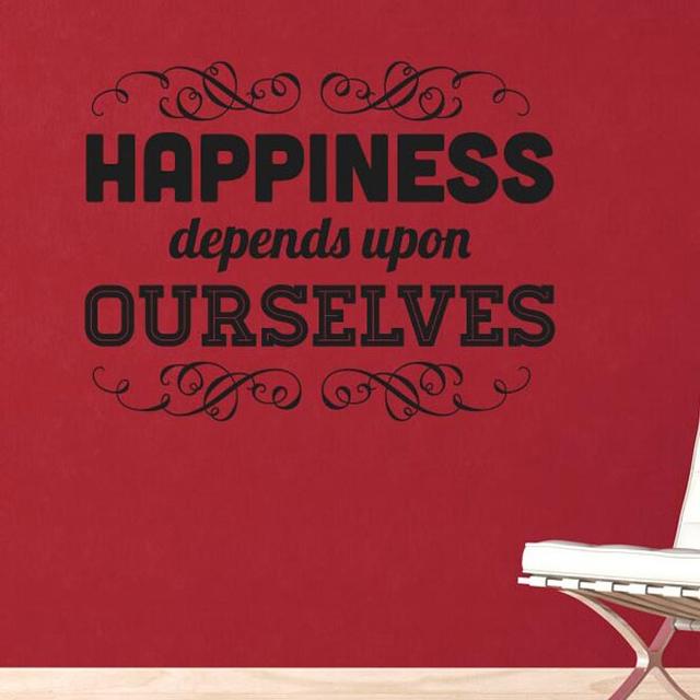 Happiness Depends Upon Ourselves Wall Sticker East Urban Home Colour: Black, Size: Large on Productcaster.