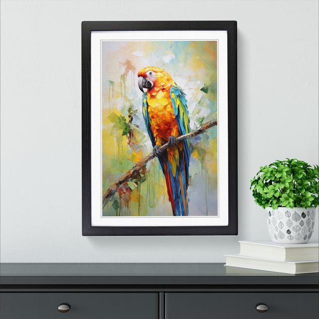 Parrot Impressionism - Single Picture Frame Print on Wood 17 Stories Format: Black Framed, Size: 64cm H x 46cm W x 2cm D on Productcaster.