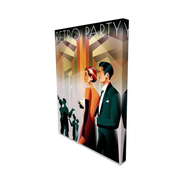 Couple at a Party - Wrapped Canvas Graphic Art Print East Urban Home Size: 61 cm H x 91 cm W on Productcaster.