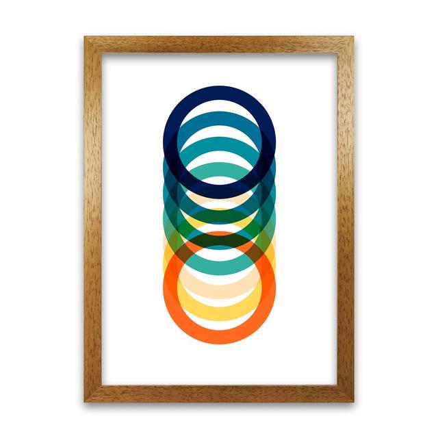 Mid Century Rings Original - Print Norden Home Size: 84cm H x 59cm W x 3cm D, Frame Option: Oak Frame on Productcaster.