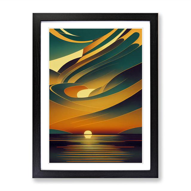 Sunset Digital Art - Picture Frame Print Big Box Art Size: 46cm H x 25cm W x 2cm D, Frame Option: Oak on Productcaster.