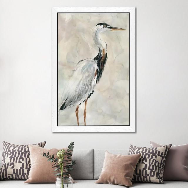 Crane at Dusk I by Carol Robinson - Painting Print on Canvas Highland Dunes Frame Option: White Framed, Size: 152.4cm H x 101.6cm W x 3.81cm D on Productcaster.