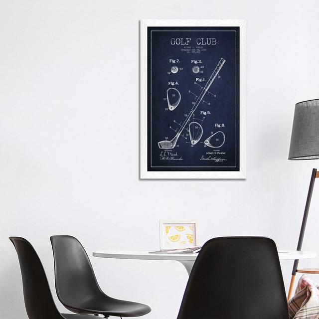 Golf Club Navy Blue Patent Blueprint by Aged Pixel - Floater Frame Print on Canvas Williston Forge Frame Option: White Framed, Size: 66.04cm H x 45.72 on Productcaster.