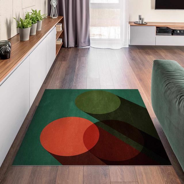 Square Golsner Abstract Green/Red Indoor / Outdoor Area Rug East Urban Home Rug Size: Square 140cm on Productcaster.