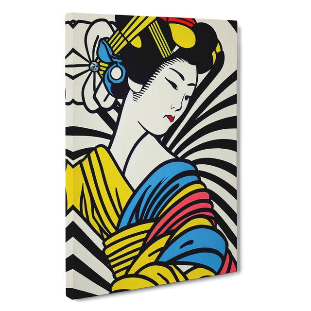 Geisha Pop Art - Wrapped Canvas Print Marlow Home Co. Size: 50cm H x 35cm W x 3cm D on Productcaster.