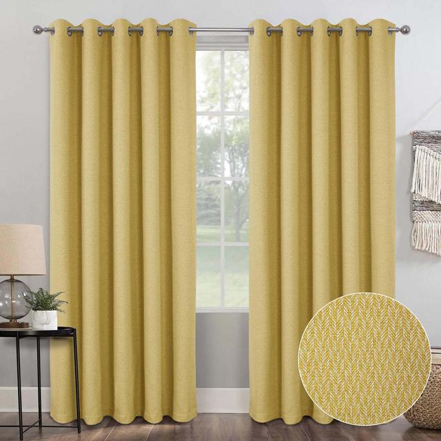 Lauris Eyelet Blackout Curtain (Set of 2) Ebern Designs Colour: Ochre, Panel Size: 229 W x 229 D cm on Productcaster.