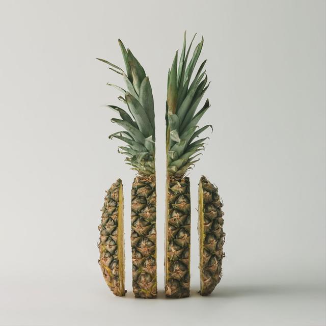 Sliced Pineapple On Bright Background. Minimal Fruit Concept. - Wrapped Canvas Print 17 Stories Size: 51cm H x 51cm W x 3.8cm D on Productcaster.