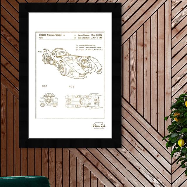 'Batmobile 1990' Framed Graphic Art in Gold East Urban Home Size: 31 cm H x 25 cm W on Productcaster.