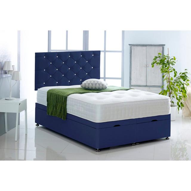 Juarez Upholstered Ottoman Bed Ebern Designs Colour: Blue, Size: Super King (6') on Productcaster.