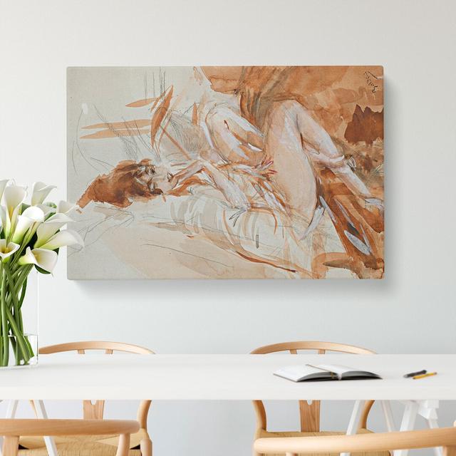 Reclining Lady by Giovanni Boldini - Wrapped Canvas Painting East Urban Home Size: 40cm H x 60cm W x 3cm D on Productcaster.