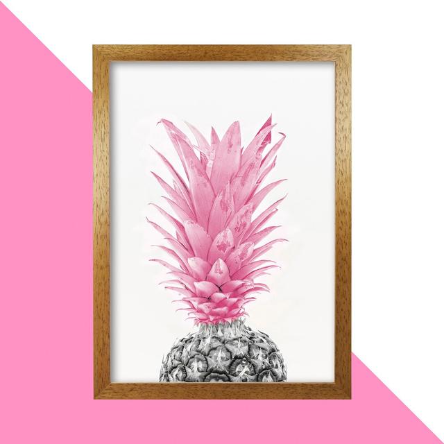 Pineapple - Photograph Print on Paper Hashtag Home Format: Honey Oak Frame, Size: 42 cm H x 30 cm W x 5 cm D on Productcaster.