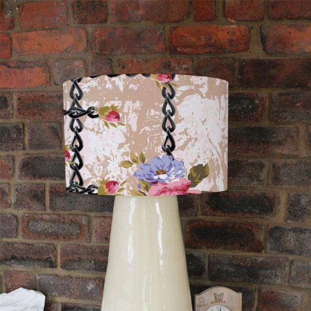 Flowers & Chains Cotton Drum Lamp Shade Ebern Designs Size: 22cm H x 25cm W x 25cm D on Productcaster.