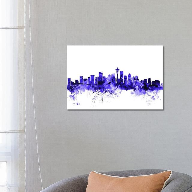 Seattle, Washington Skyline by Michael Tompsett - Wrapped Canvas Gallery-Wrapped Canvas Giclée Latitude Run Size: 45.72cm H x 66.04cm W x 1.91cm D on Productcaster.