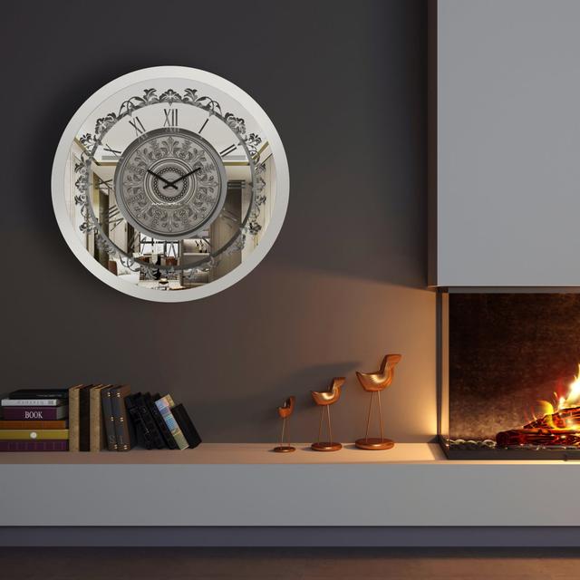 Teasley Wood Wall Clock Mercer41 Colour: Silver on Productcaster.