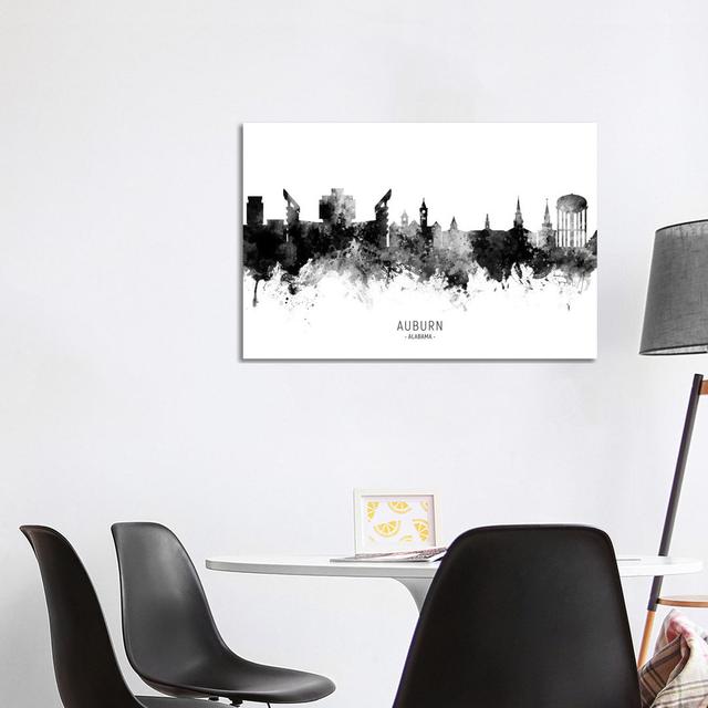 Auburn Alabama Skyline Name Bw by Michael Tompsett - Wrapped Canvas Art Prints Latitude Run Size: 66.04cm H x 101.6cm W on Productcaster.