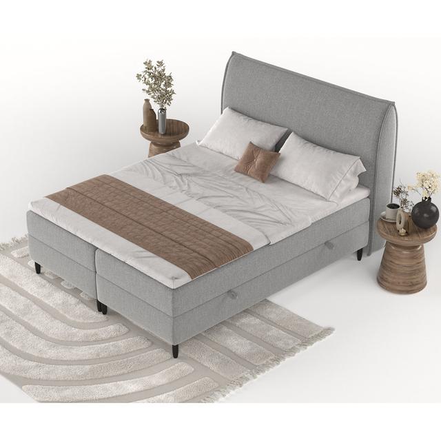 Premium Boxspringbett Melba mit Taschenmatratze und Visco-Topper Maison de Rêve Größe: 200 × 200 cm, Farbe: Grau on Productcaster.