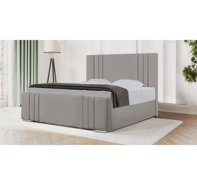 Delamora Upholstered Bed Latitude Run Size: Super King (6'), Colour: Silver on Productcaster.