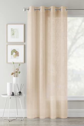 Rojean Polyester Sheer Grommet / Eyelet Curtain Panel 17 Stories Panel Size: 55cm W x 90cm L, Curtain Colour: Natural on Productcaster.