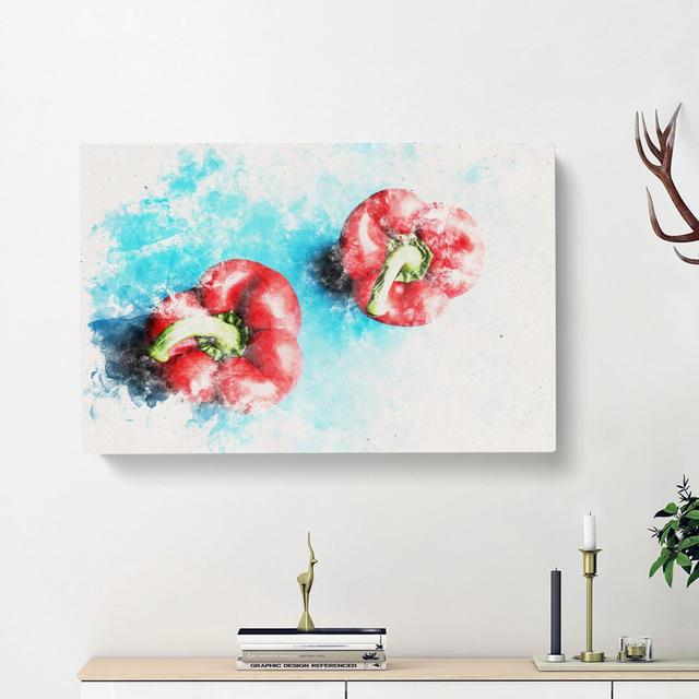 Two Red Bell Peppers - Wrapped Canvas Print East Urban Home Size: 35cm H x 50cm W x 3cm D on Productcaster.