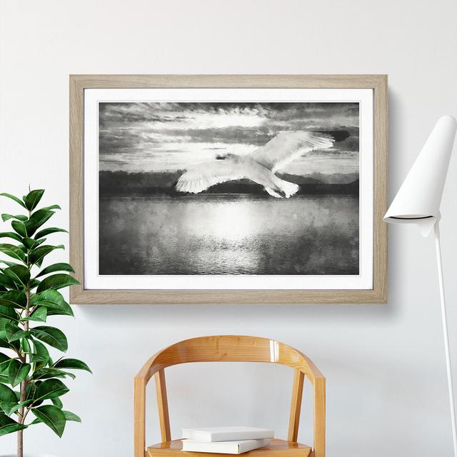 Seagull in Flight Vol.2 - Picture Frame Graphic Art East Urban Home Size: 48cm H x 65cm W x 2cm D, Frame Option: Oak Framed on Productcaster.