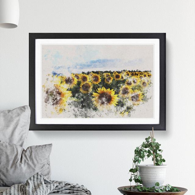 Sunflowers Watercolour - Picture Frame Graphic Art East Urban Home Size: 36cm H x 48cm W x 2cm D, Frame Option: Black on Productcaster.