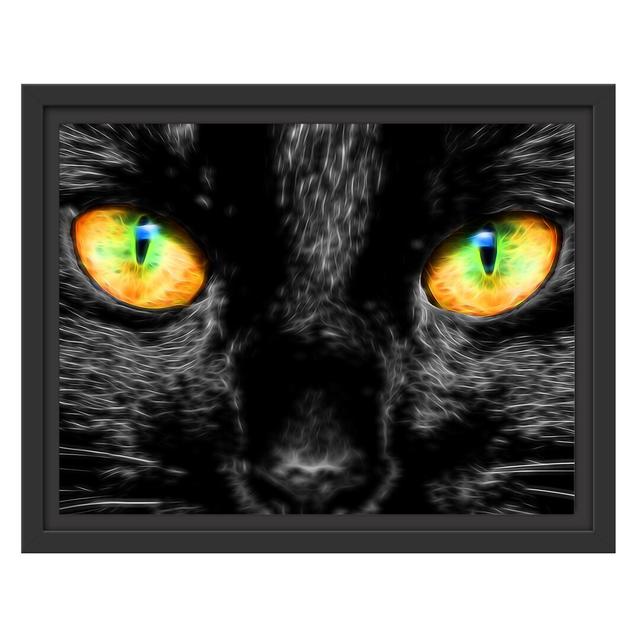 Gerahmtes Wandbild schwarze Katze mit magischen Augen East Urban Home Größe: 30 cm H x 38 cm B on Productcaster.