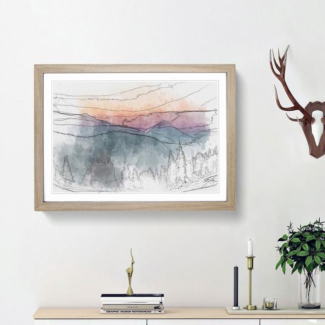 Mount Rainer in Seattle in Abstract - Picture Frame Graphic Art Print East Urban Home Frame Option: Oak Framed, Size: 62cm H x 87cm W x 2cm D on Productcaster.