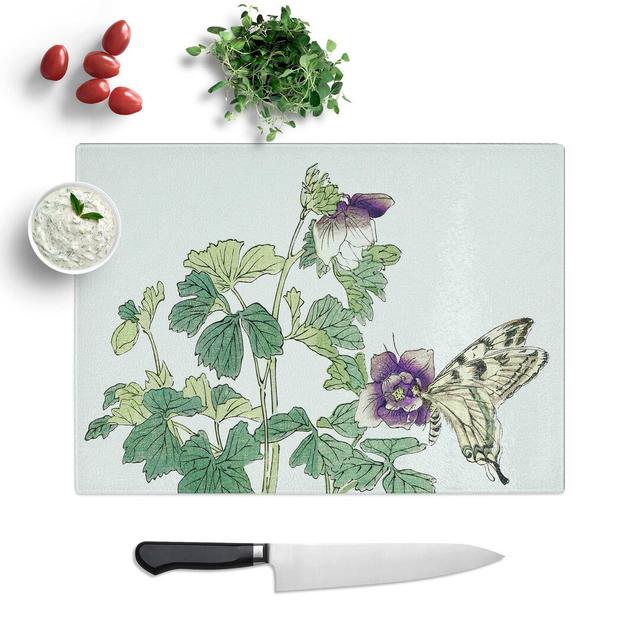 Tempered Glass Butterfly on a Flower Chopping Board East Urban Home Size: 39 cm W x 28.5 cm L on Productcaster.