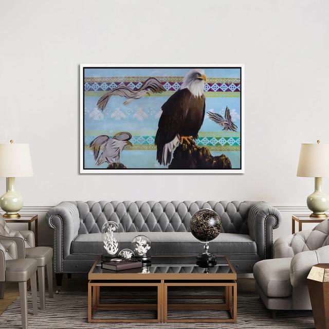 Bald Eagle by Rebeca Fuchs - Gallery-Wrapped Canvas Giclée on Canvas Lark Manor Format: White Floater Framed, Size: 101.6cm H x 152.4cm W x 3.81cm D on Productcaster.