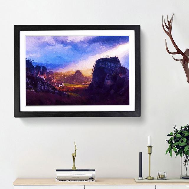 Sunset over the Mountains in Greece - Picture Frame Painting Print East Urban Home Size: 36cm H x 48cm W x 2cm D, Frame Option: Black Framed on Productcaster.