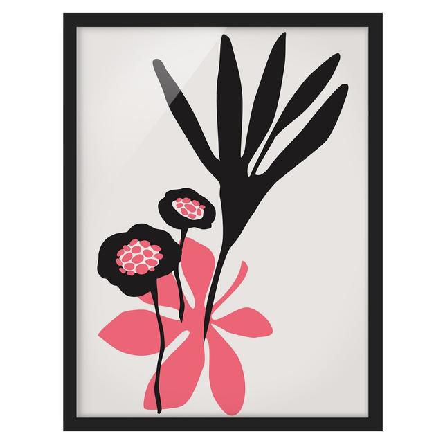 Floral Greeting in Pink - Picture Frame Graphic Art Marlow Home Co. Size: 100cm H x 70cm W x 2cm D, Frame Option: Black Framed on Productcaster.