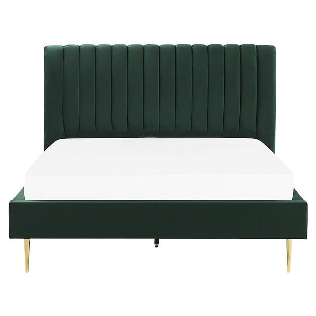 Caroline Upholstered Bed Frame Etta Avenue Size: Super King (6'), Colour: Green on Productcaster.