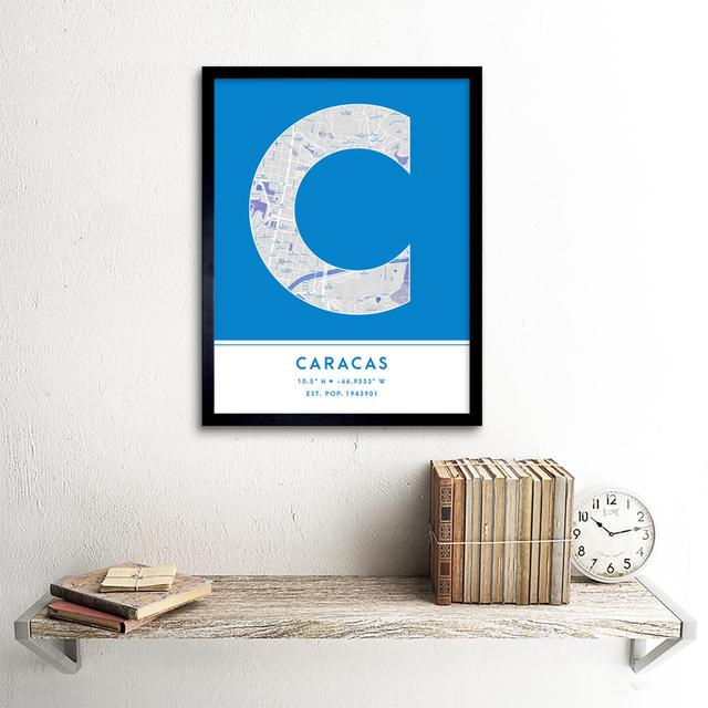 Caracas Venezuela City Map Blue - Single Picture Frame Typography Wee Blue Coo on Productcaster.