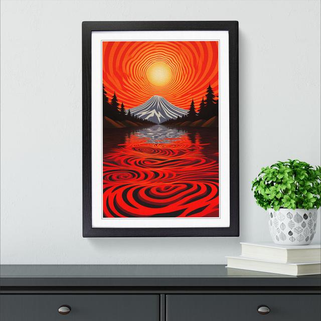 Mount Fuji Op No.2 - Single Picture Frame Print on Wood Big Box Art Frame Colour: Black Framed, Size: 64cm H x 46cm W x 2cm D on Productcaster.