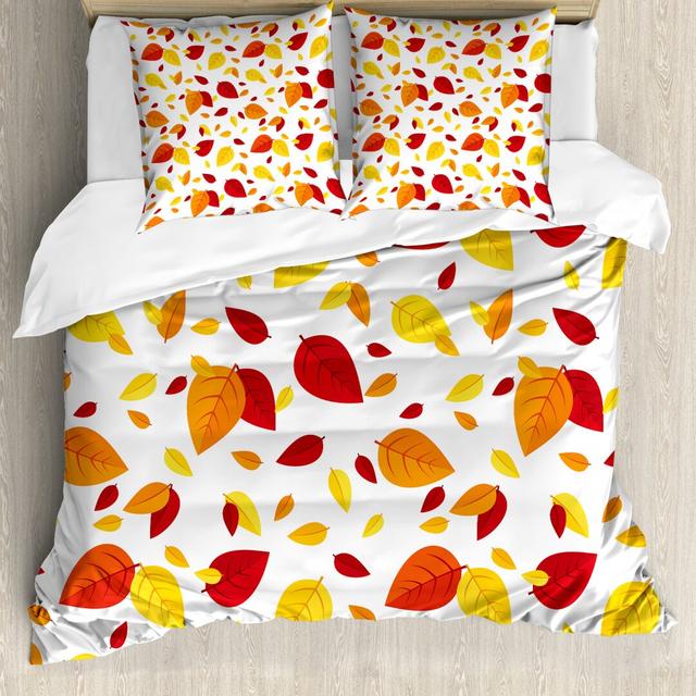 Leslie Yellow/Orange/Brown 100% Brushed Microfibre Duvet Cover Set East Urban Home Size: 155 x 220 cm - 2 Pillowcases (80 x 80 cm) on Productcaster.