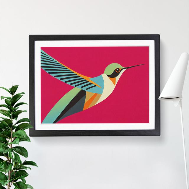 XH1022-6106X Modern Hummingbird Abstract - Single Picture Frame Print Marlow Home Co. Size: 25cm H x 34cm W x 2cm D, Frame Colour: Black on Productcaster.