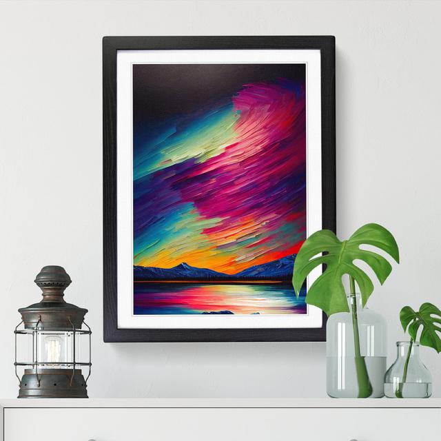 Anayjah Northern Lights Painting Vol.6 - Single Picture Frame Print Metro Lane Size: 46cm H x 34cm W x 2cm D, Frame Option: Black on Productcaster.