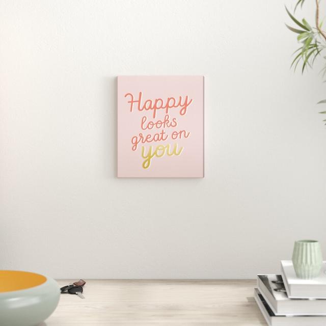 Happy Looks Great by Oliver Gal - Print East Urban Home Size: 71cm H x 61cm W x 5cm D, Format: Wrapped Canvas on Productcaster.