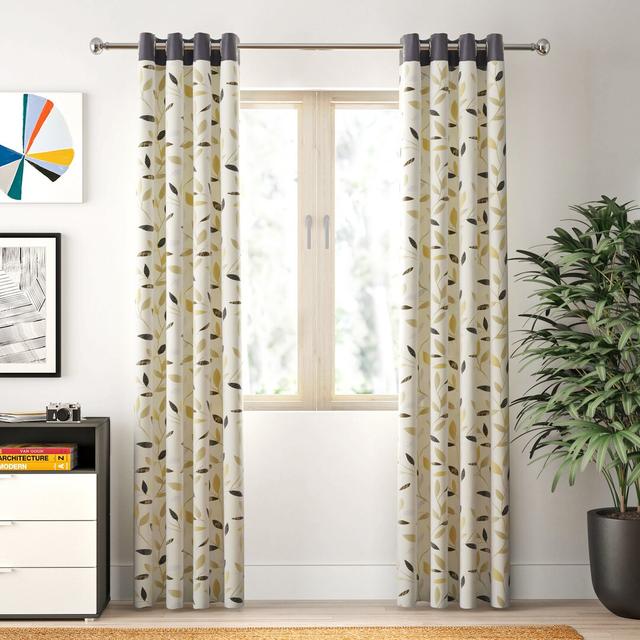 Eyelet Sheer Curtains (Set of 2) Fusion Panel Size: 168 W x 137 D cm, Colour: Charcoal on Productcaster.